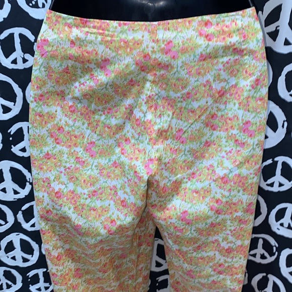 FLORAL WORK ORDER ANKLE/CROP PANTS ZIP FRONT SZ 4 PINK/GREEN/CREAM - Picture 6 of 12